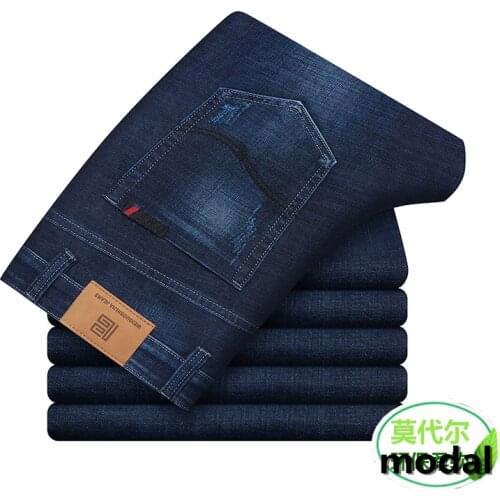 Autumn Spring Mens Cotton Jeans Slim Elastic Italy Eagle Brand Fashion Business Pants BlackTrousers Male Classic Jeans Denim