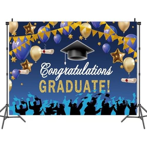 Blue Theme Hanging Flag Graduation Carnival Background Portrait Photography Party Decors Photographic Backdrops Photocall Studio