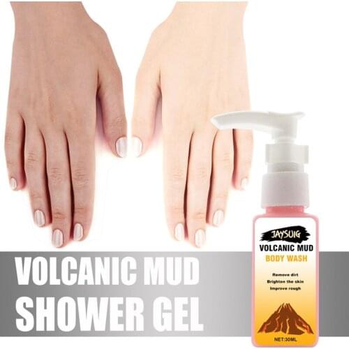 30ML 50ML Volcanic Mud Shower Gel Whole Body Wash Fast Whitening Deep Clean Skin Moisturizing Exfoliating Body Care