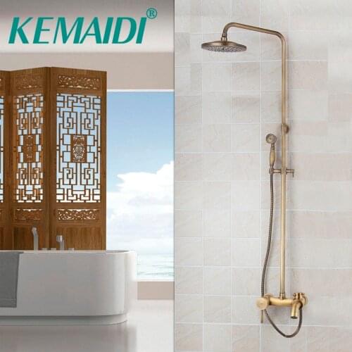KEMAIDI Modern Bathroom Faucet Antique Brass Waterfall Shower Set Hot&Cold Mixers Taps Wall Mounted Rainfall Shower Faucets