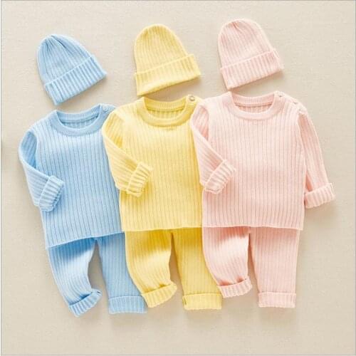 High-waisted tummy protectors with cap and cotton thread sweater set