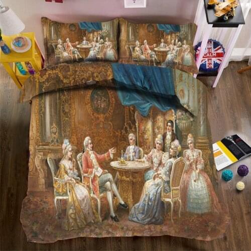 New British Royal oil painting 3D Bedding set cover bed sheet duvet cover sets housse de couette 4pcs