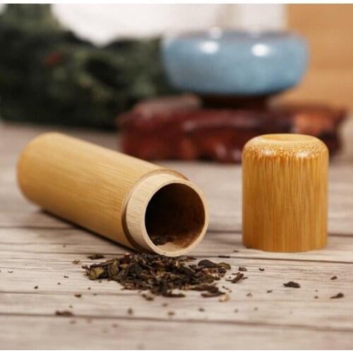 Natural Tea Jar Round Shape Bamboo Tea Storage Box 1PC Portable Tea Caddy Wooden Container Tea Storage Holder
