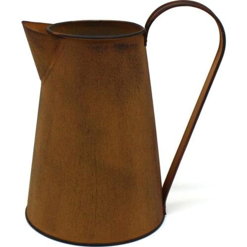 7 Inch Rusty Milk Pitcher, Country Rustic Primitives Metal Watering Can Jug Vase for Home and Garden Decor