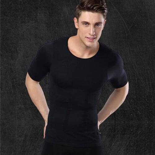 Men Body Shapers Waist Trainer Corset T Shirts Slimming Body Shaper Modeling Strap Shapewear Male Compression Sheat T Shirt