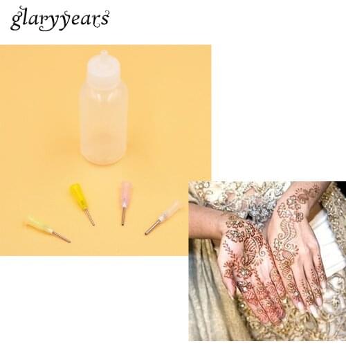 4 Designs 1 Set Henna Paste Bottle Nozzle Tips Kit Applicator Drawing for Body Art Paint Making Tool Set Tattoo Accessories Gift