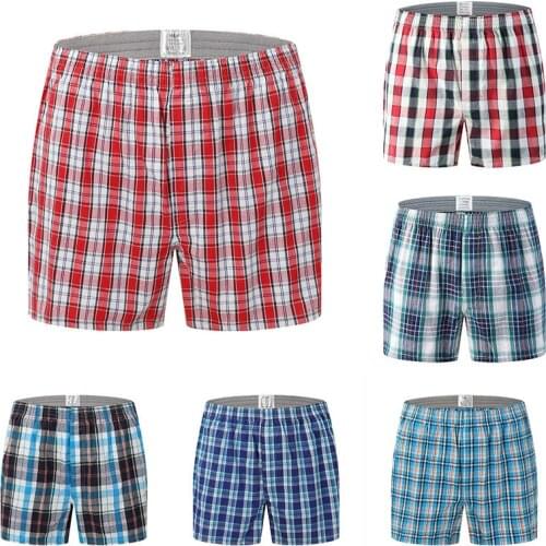 2021 New Mens Underwear Boxers Shorts Casual Cotton Sleep Underpants High Quality Brand Plaid Loose Comfortable Homewear Panties