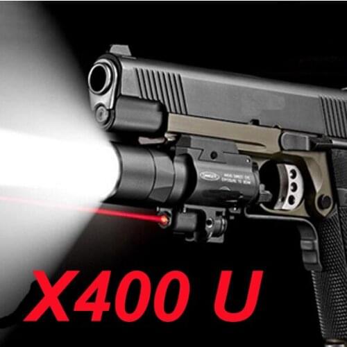 Hunting flashlight SF X400U ULTRA LED Tactical Light 20mm Picatinny Weaver Rail Weapon Light With Red Laser For Pistol