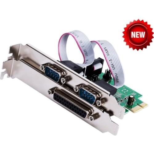 PCI-e Combo 2 Serial + 1 Parallel IEEE 1284 Controller card PCI express to RS232 com + printer LPT port adapter Moschip win10