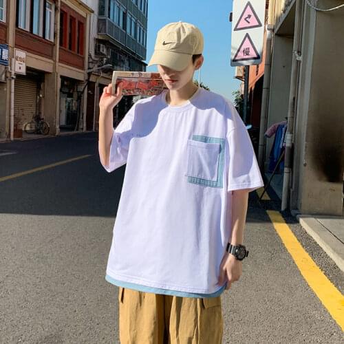 Summer Simple High-Quality Cotton T-Shirt Harajuku Loose Casual Breathable Mans T-Shirt 2021 Hot Sale Hip-Hop Solid Clothes Top