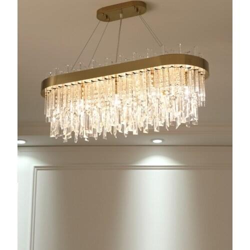 Simple post-modern light luxury crystal chandelier creative long dining table bar table study room crystal lamp