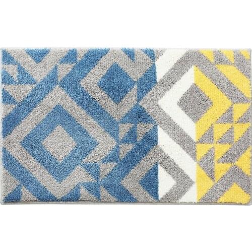 Simple geometric entrance carpet thickened flocking non-slip bathroom absorbent floor mats door home bedroom cute floor mats