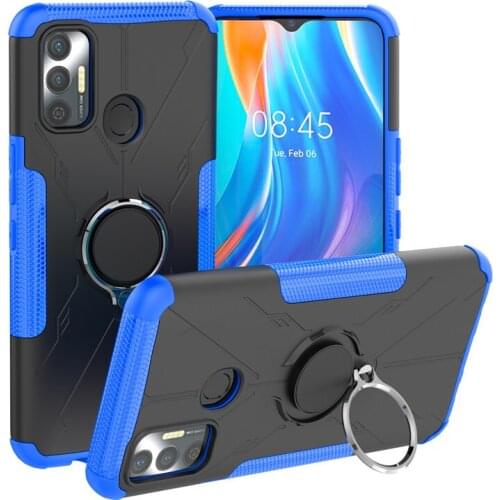 Military Grade Shockproof Case for TECNO POP5 Camon 17 Magnetic Metal Finger Ring Holder Cover for TECNO Spark 7