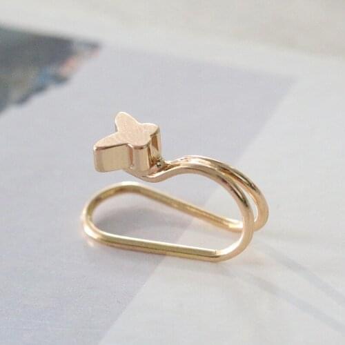 1Pc Stainless Steel Double Hoop Ear Cuff Clip On Clip Earring Tragus Cartilage Non Piercing Closure RingsGeometric No Piercing