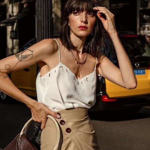 Chic Embroidery Silk Tops Women Summer Casual White Thin Straps Sleeveless Cmisole 2021 Vintage Elegant Women Tops Camis Spring