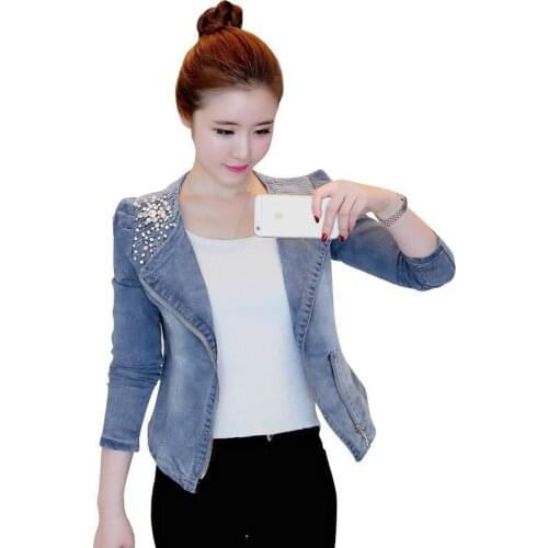 New 2021 Spring Womens Denim Jacket Coat Short Slim Jean Jackets Female Fashion Ladies Coats Outerwear