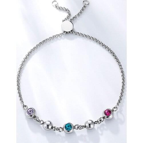 EBEN-EZER Stainless steel bracelet with colorful crystal Titanium ball box chain bracelets for women girls