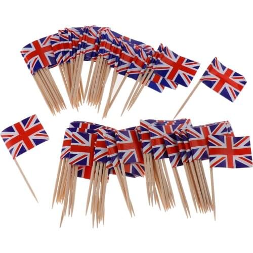 100X Beautiful Flag Toothpick Wood Toothpicks Flag Toothpicks Party Food for