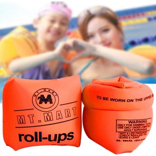 1 Pair Adult Children Swimming Arm Ring Pool Sleeves Swim Learning Supplies Foldable Inflatable Sleeves Double Airbags Thick Po