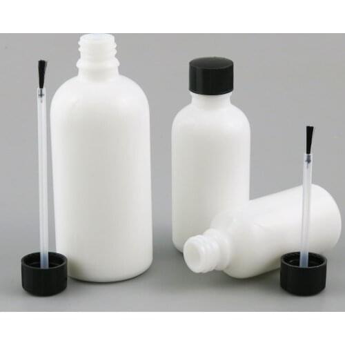 10 x 30ml 50ml 100ml Nail Polish white Jade Glass Bottle With Black Brush For Liquid Reagent Pipette Bottle Cosmetic Container