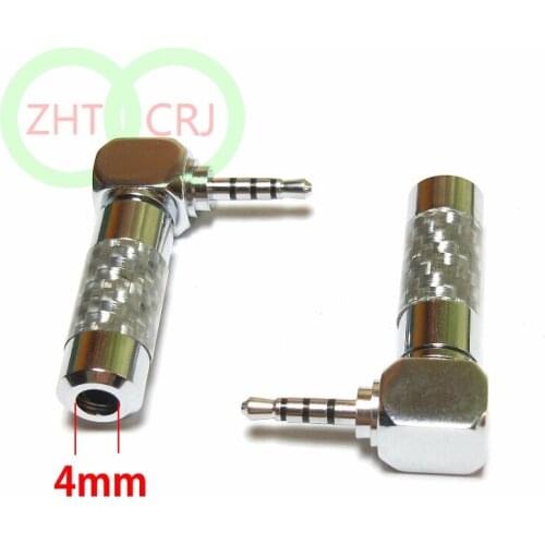 20pcs Copper Rhodium Plated Carbon Fiber 2.5mm 4 Pole 90 degree soldering connector New