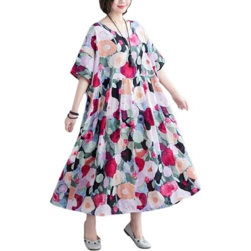 ARCSINX Floral Womens Dress Summer Dresses And Sundresses Large Size 4XL 5XL 6XL 7XL Casual Cotton Plus Size Womens Dress