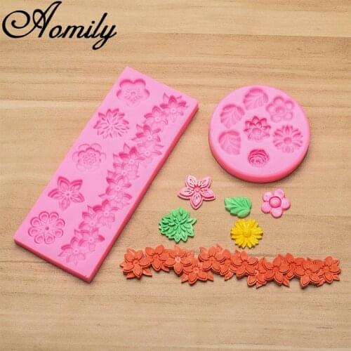 Aomily 2 Styles Rose Leaf Flower Silicone Molds Cake Chocolate Mold Wedding Cake Decorating Tools Fondant Sugarcraft Soap Moulds