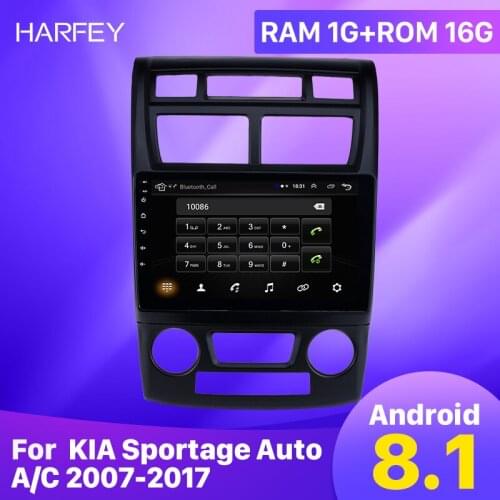 Harfey Android 8.1 9inch Car multimedia Palyer For KIA Sportage Auto A/C 2007 2008 2009 2010-2017 2.5D screen GPS Car Radio 2din
