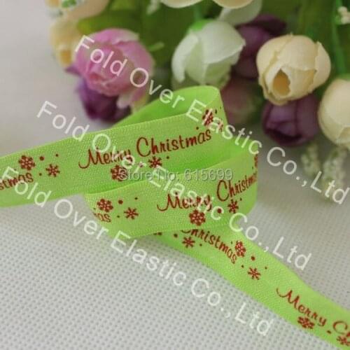Free Shipping 100Yards 15MM fold over elastic, Merry Christmas elastic foe