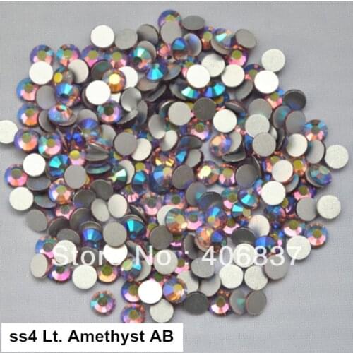 Free Shipping! 1440pcs/Lot, ss4 (1.5-1.7mm) Light Amethyst AB Flat Back Nail Art Glue On Non Hotfix Rhinestones