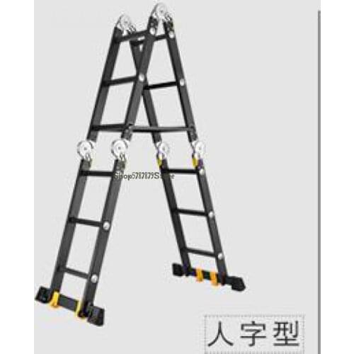 Household Folding Telescopic Ladder, Aluminum Alloy Herringbone Ladder, Engineering Ladder, Thickened Portable Multi-function Lo