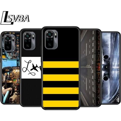 Airplane Pilot fly for Xiaomi Redmi Note 10 10S 9 9T 9S 9Pro Max 8T 8Pro 8 7 6 5 Pro 5A 4X 4 Soft Black Phone Case