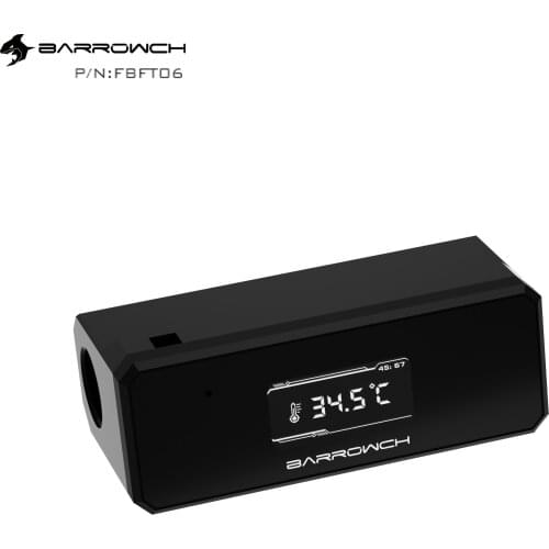 Barrowch OLED Digital Display Water Temperature Meter Water Cooler System with dynamic color screen Double G1/4'' Thermometer