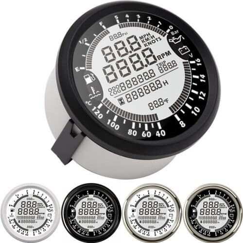 85mm GPS Speedometer Truck Boat Digital LCD Speed Gauge 6 in 1 Multi-functional Gauge Meter Car Boat Tachometer 0-10Bar 0-5Bar