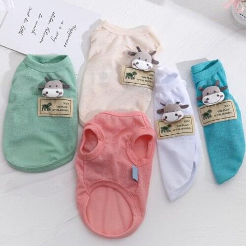 Pet Dogs Ice Silk Knitted Thin Vest Cute Little Cow Pattern Puppy Spring Summer Sleeveless Clothes Pets Costumes