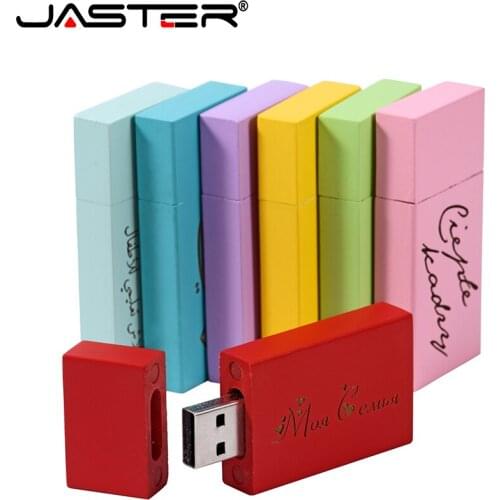 JASTER free custom logo wooden Personal LOGO pendrive 4GB pen drive 16GB 32GB usb flash drive 2.0 Memory stick wedding Gift