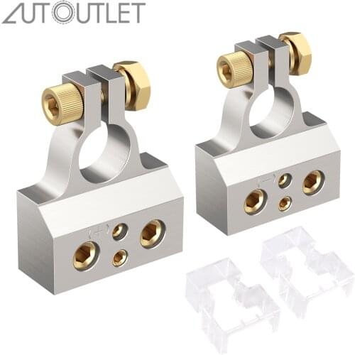 AUTOUTLET Car Battery Terminal Connectors 0/4/8/10 Gauge AWG Positive Negative Auto Car Marine Battery Terminal Clamp and Shims