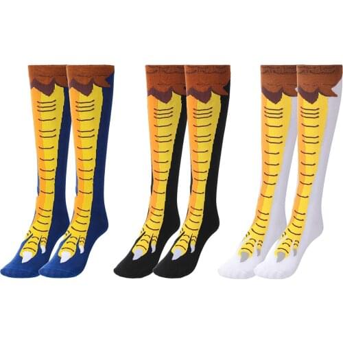 Crew Socks Fashion Mid Knee Fun Chicken Chook Chick Hen Cock Rooster Drumstick Toe Leg Feet Claw Paw Talon Harajuku