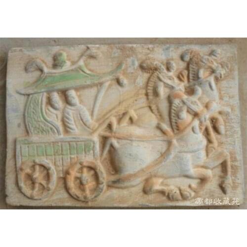 Square God Tile Dang Qinglong Fengshui Ornament Han Dynasty (25-186) Pottery Brick Carving Painting,03
