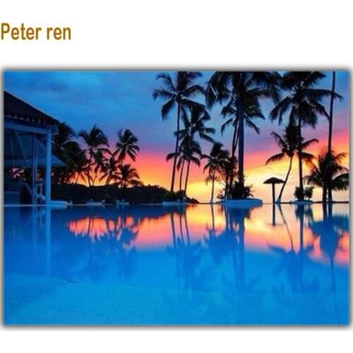 Peter ren Diy Diamond painting 3d square mosaic rhinestones pasted cross stitch kit craft Diamond embroidery Flicker lake bamboo
