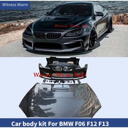 Wide body kit FRP Carbon fiber front bumper Rear bumper Engine Hood Side Skirt Rear Spoiler Side Fender For BMW F06 F12 F13