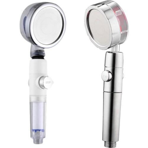 Pressurized Filter Shower Head High Pressure RecabLeght Bathroom One Stop Button Showerhead Detachable Bath Water Sprayer Nozzle