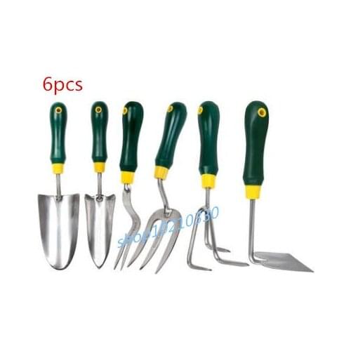 New 6 pcs Garden Tool Sets Mini Spade Rake Shovel Bonsai Tool Set Metal Head Flower Potted Plant tool