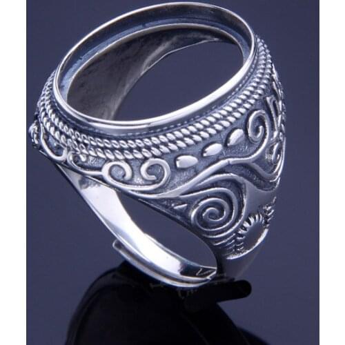 14.6*20mm 925 STERLING SILVER Semi Mount Bases Blanks base blank Pad VINTAGE rings ring Setting jewelry findings men DIY A4959