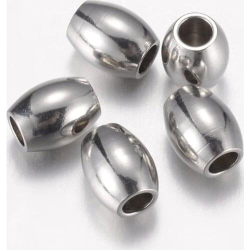 PandaHall 20pcs 5x4mm 304 Stainless Steel Metal Jewelry Findings Spacer Beads Barrel
