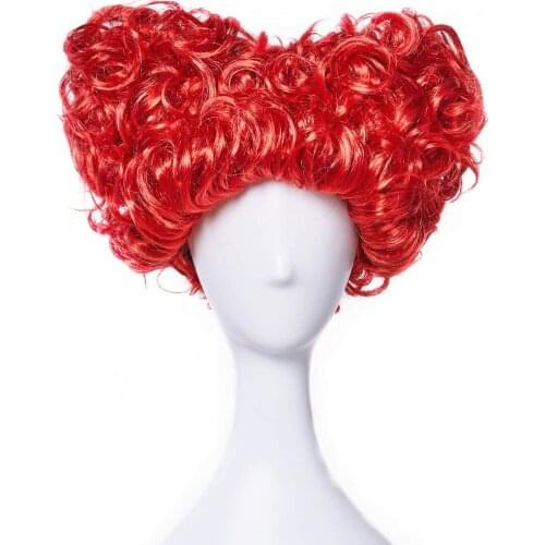 BESTUNG Short Curly Wavy Anime Red Heart Wig for Women Cosplay Costume Wigs for Theme Party
