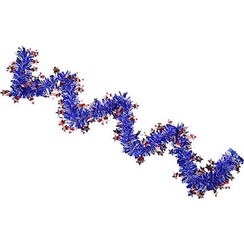 Patriotic Design For 4th Of July Wreath Christmas Decoration Shiny Blue Memorial Day Celebration Holiday 1PC Star Tin Garland