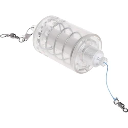 Fishing Feeder Automatic Tackle Stainless Steel Trap Spring Cage Bait Container