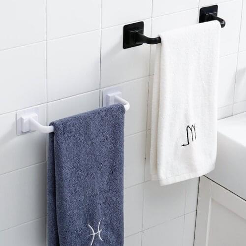 Self-adhesive Towel Holder Rack Wall Mounted Towel Hanger Bathroom Organizer Towel Bar Shelf Bathroom Hook Kitchen Wipes Hanging