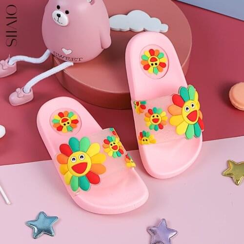 Children Slippers Summer Cute Flower Shoes PVC girls Casual Fashion Sandals Bathroom Home Flats kids Slides Comfort New 2021